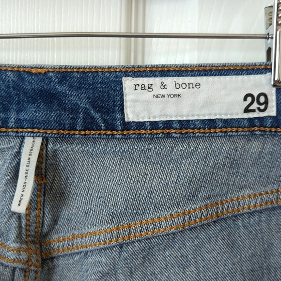 Rag & Bone Wren High Rise Slim Fit Straight Leg Ankle Cropped Jeans Huntley 29 - Picture 8 of 16